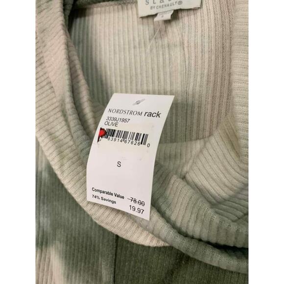 CHENAULT Tie Dye Cozy Seam Front Cowl Neck Pullover in Olive S NEW - Picture 4 of 6